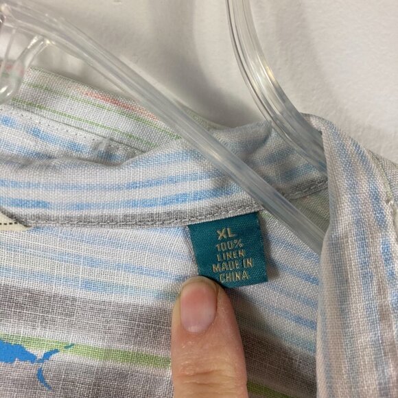 Mens‎ Tommy Bahama Linen Relaxed LS BD Muted Striped Shirt  XL - Picture 5 of 10